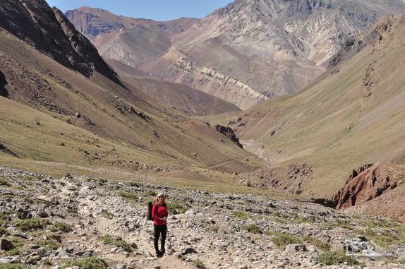 O vale do rio Horcones, nosso caminho para sair do Parque Provincial Aconcágua, na região de Mendoza, oeste da Argentina